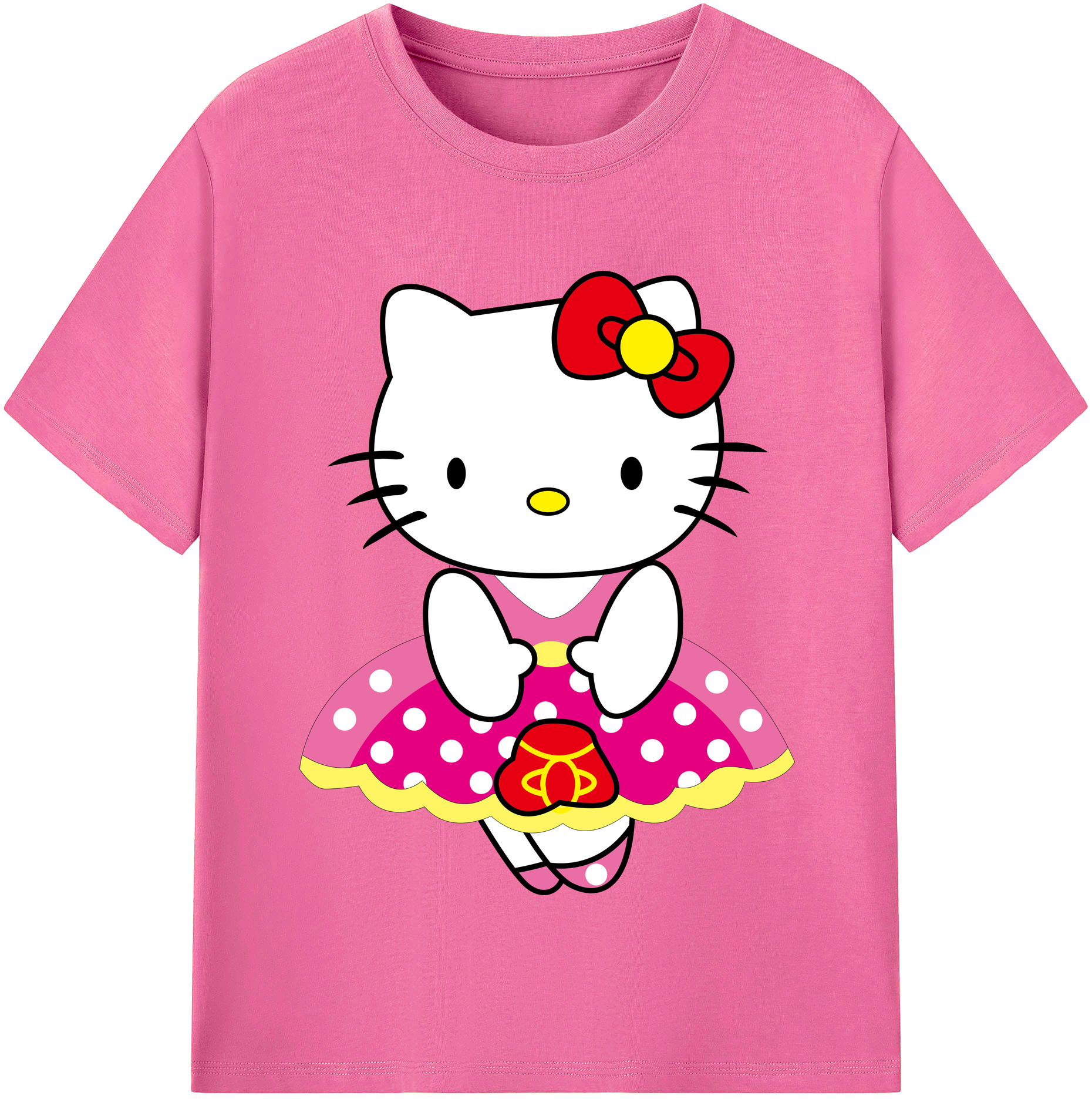 （画像用） Hello Kitty ハローキティ レディースカジュアルプリントTシャツ（綿100％）